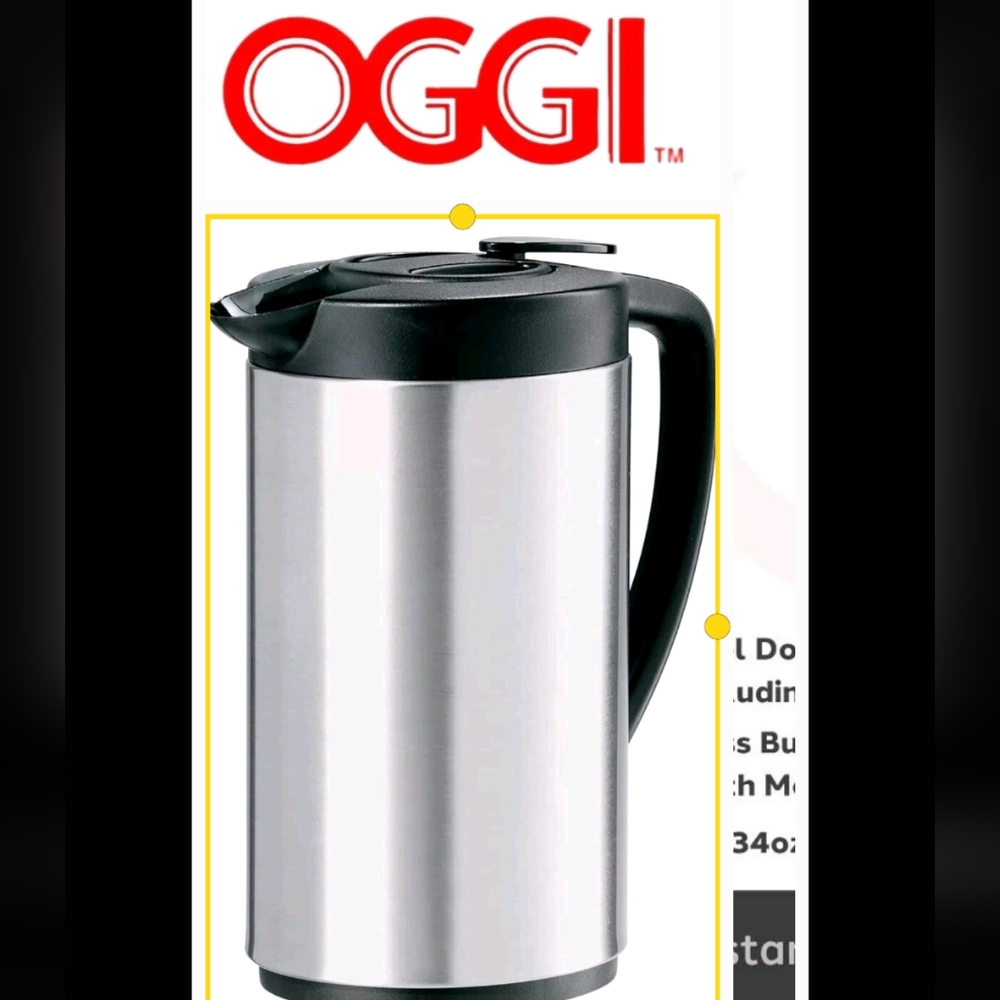 OGGI Stainless Steel Thermal Coffee Carafe - Black and Silver